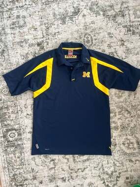 Nike Team Vintage Michigan Wolverines Navy Blue Nike FIT Polo Shirt - Men's Size